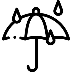 vector umbrella icon with water droplets in black