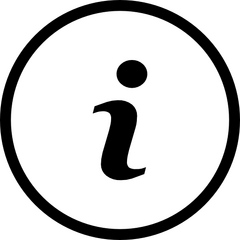 a vector information symbol (a lowercase "i" inside of a circle) in black